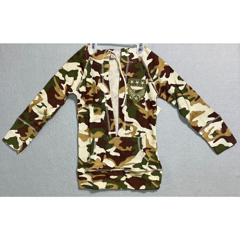 I.Q Hoodie Shirt Boys Medium Camoflauge Long Sleeve Shirt Kids Hood Cotton